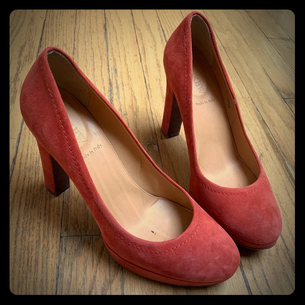 Sexy Pink J Crew Suede 3 inch Heals 3/4 Platform